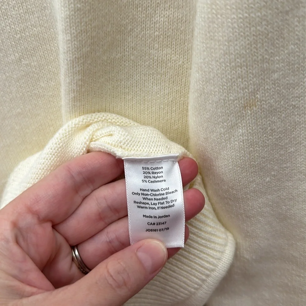 Talbots Cream Cotton Cashmere Blend Sweater - Picture 4 of 5